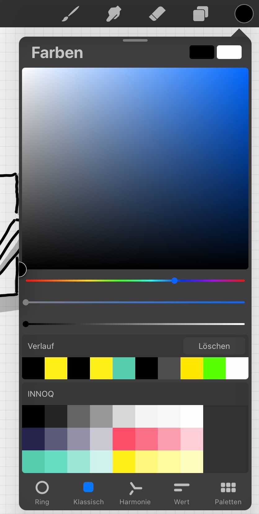 INNOQ-Farbpalette in Procreate