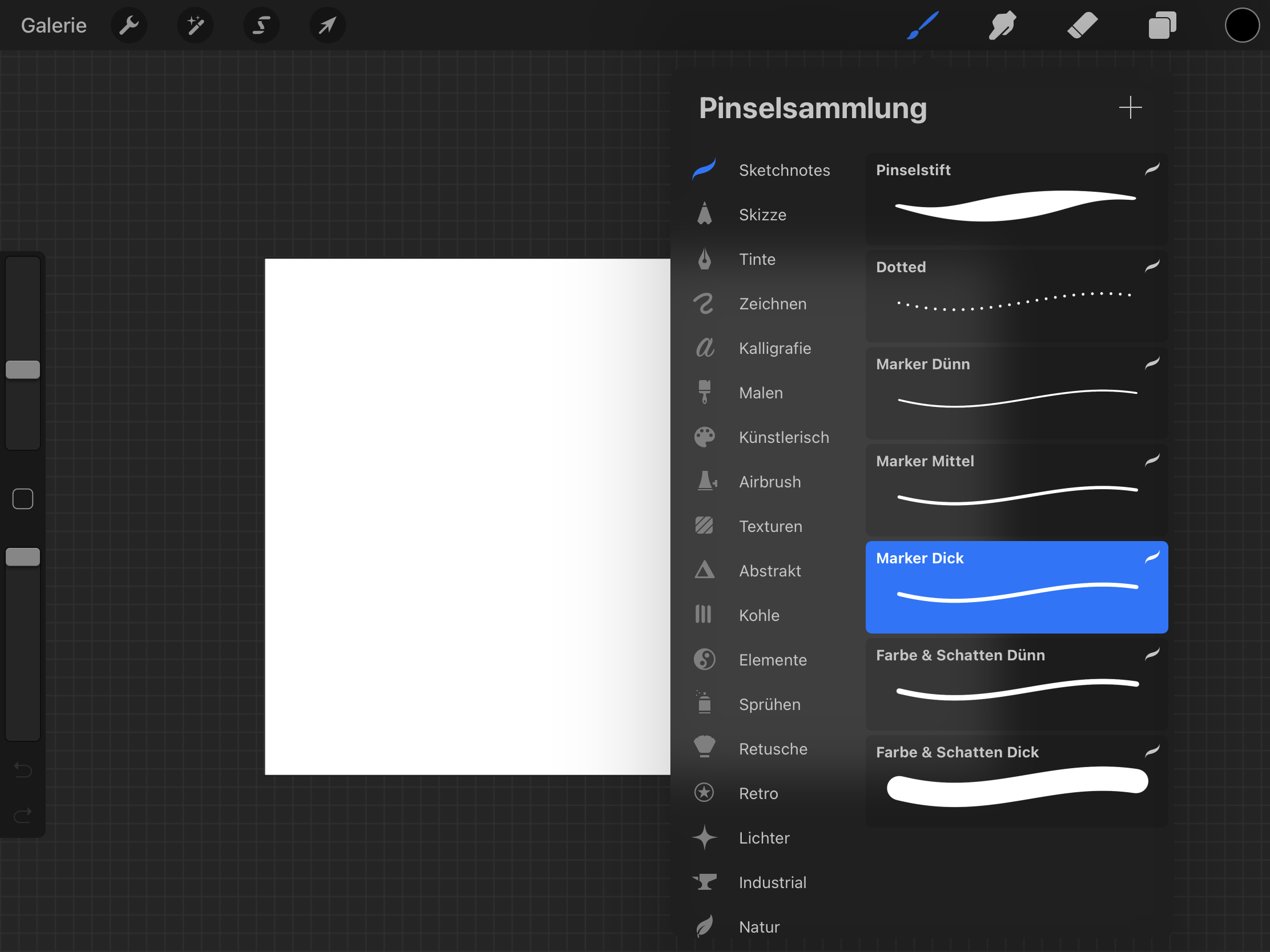 Zeichenhilfe in Procreate einstellen