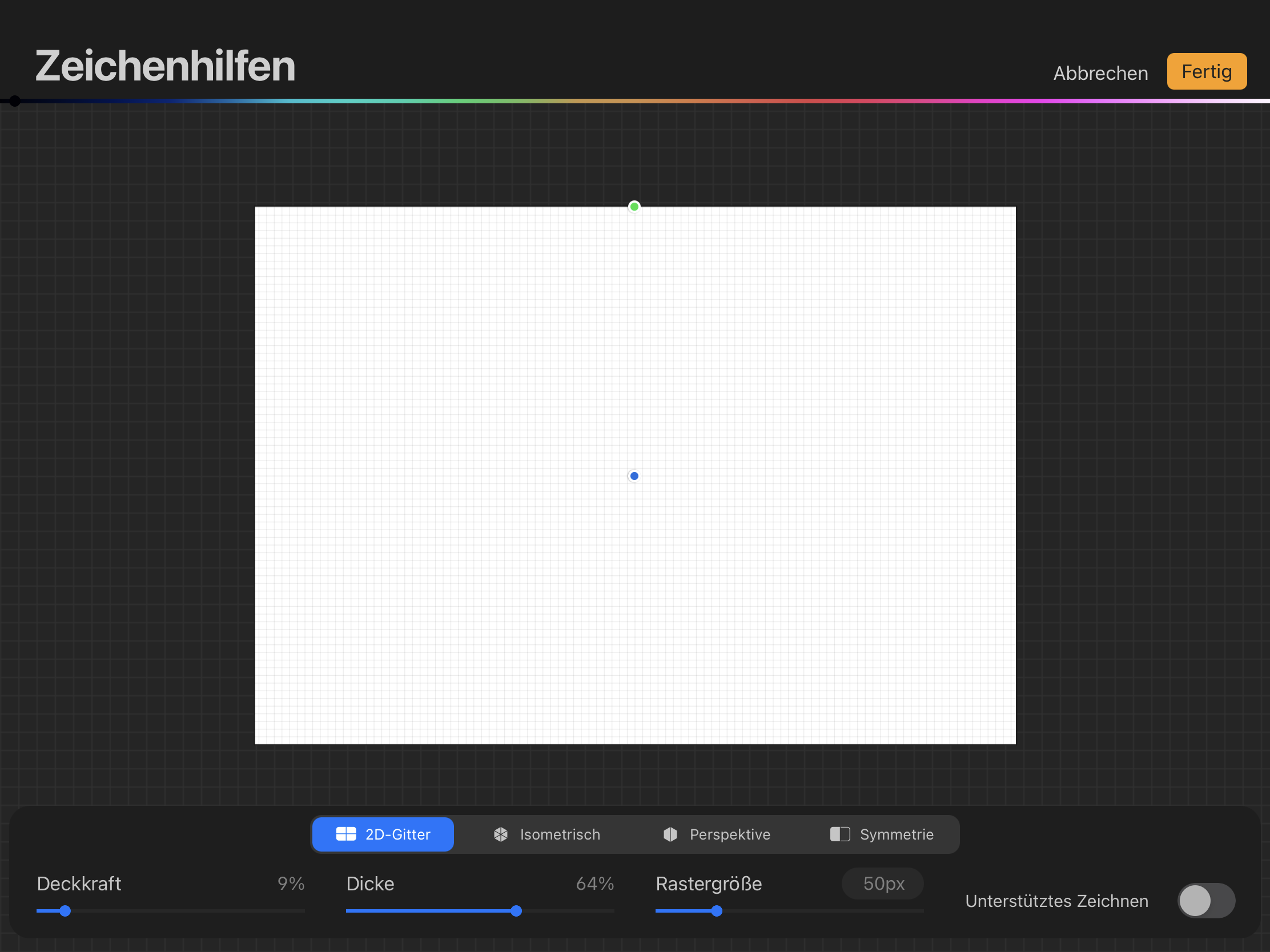 Zeichenhilfe in Procreate einstellen